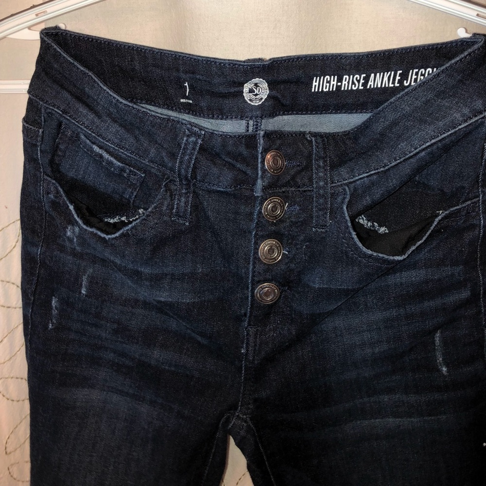Dark denim high waisted jeans